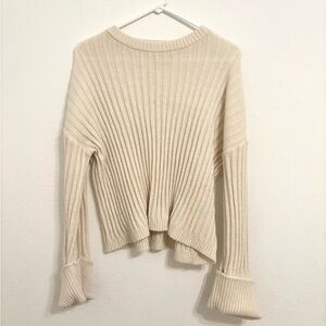 Princess Polly Cream Ribbed Crew Neck Sweater